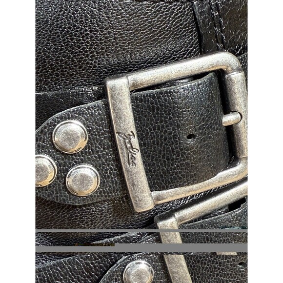 Zodiac Adele Triple Buckle Leather Studded Women’s Black Heeled Booties Sz 9 - Picture 13 of 13